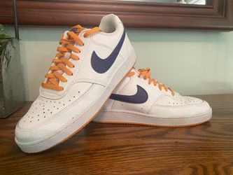 Nike Low-Top White Sneakers with Purple Swoosh