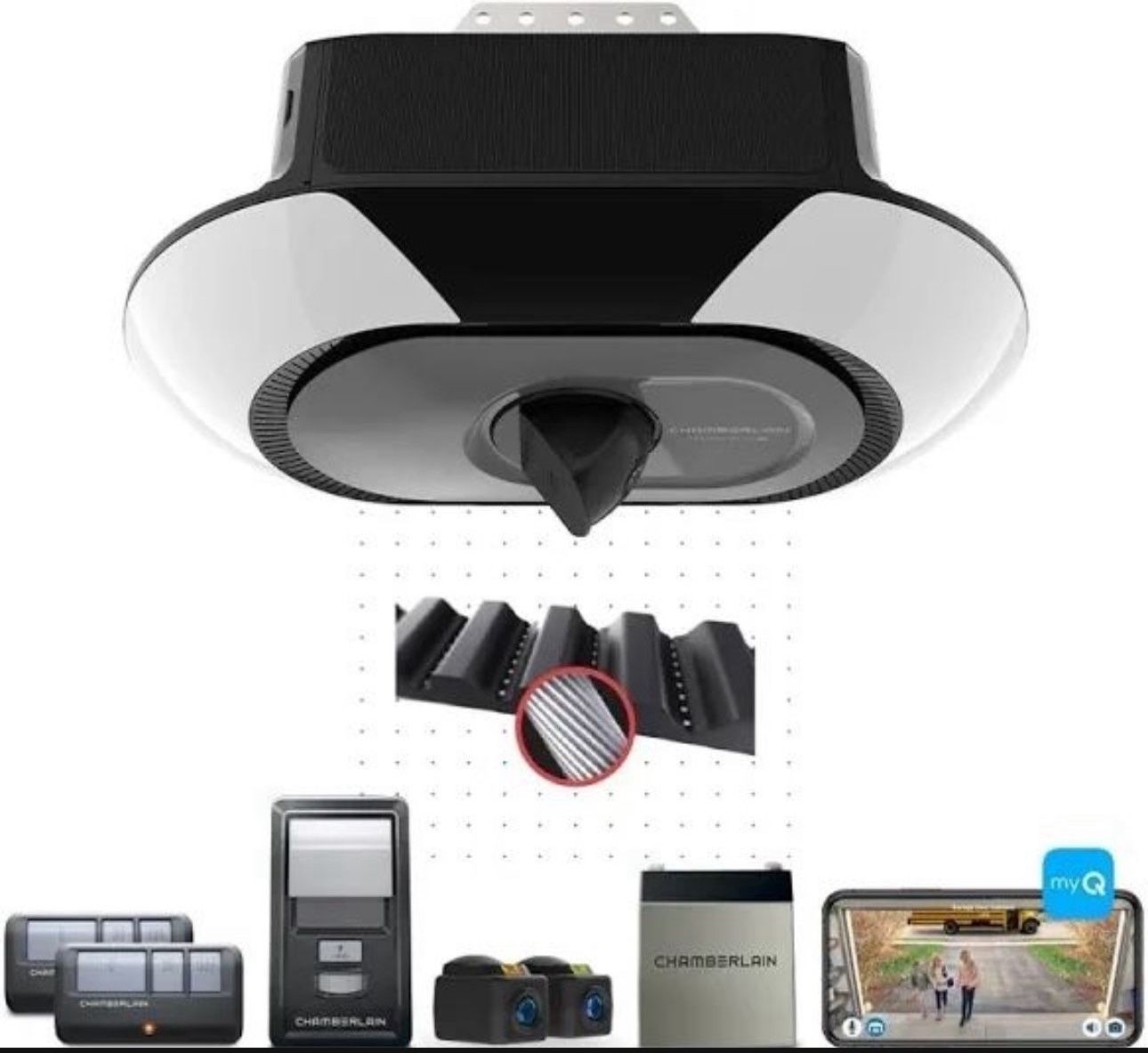 Chamberlain 1-1/4 HPS myQ Video Ultra Quiet Smart Compatible Belt drive Garage Door Opener Wi-Fi