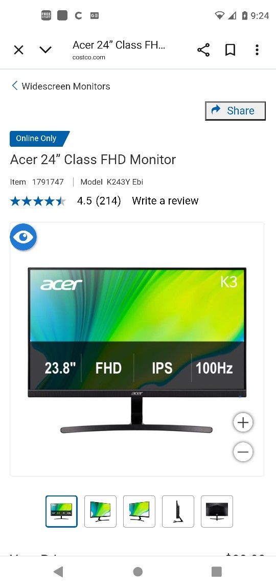Never Used 24inch Computer Monitor 