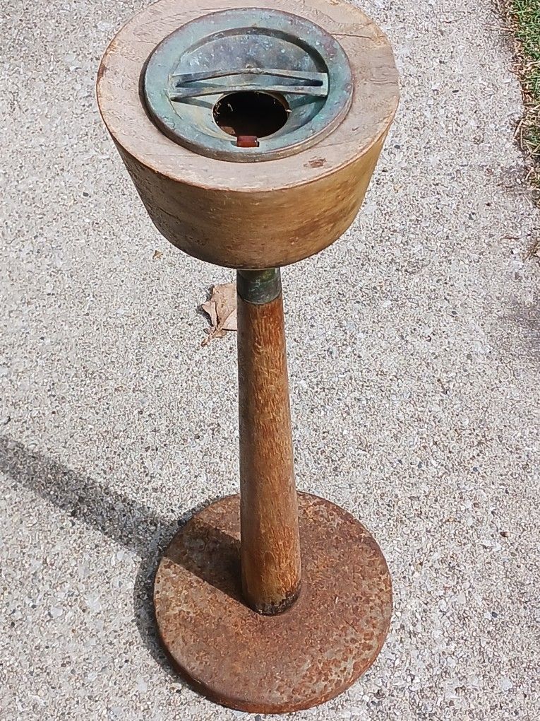 Vintage Wooden Pedestal Ashtray