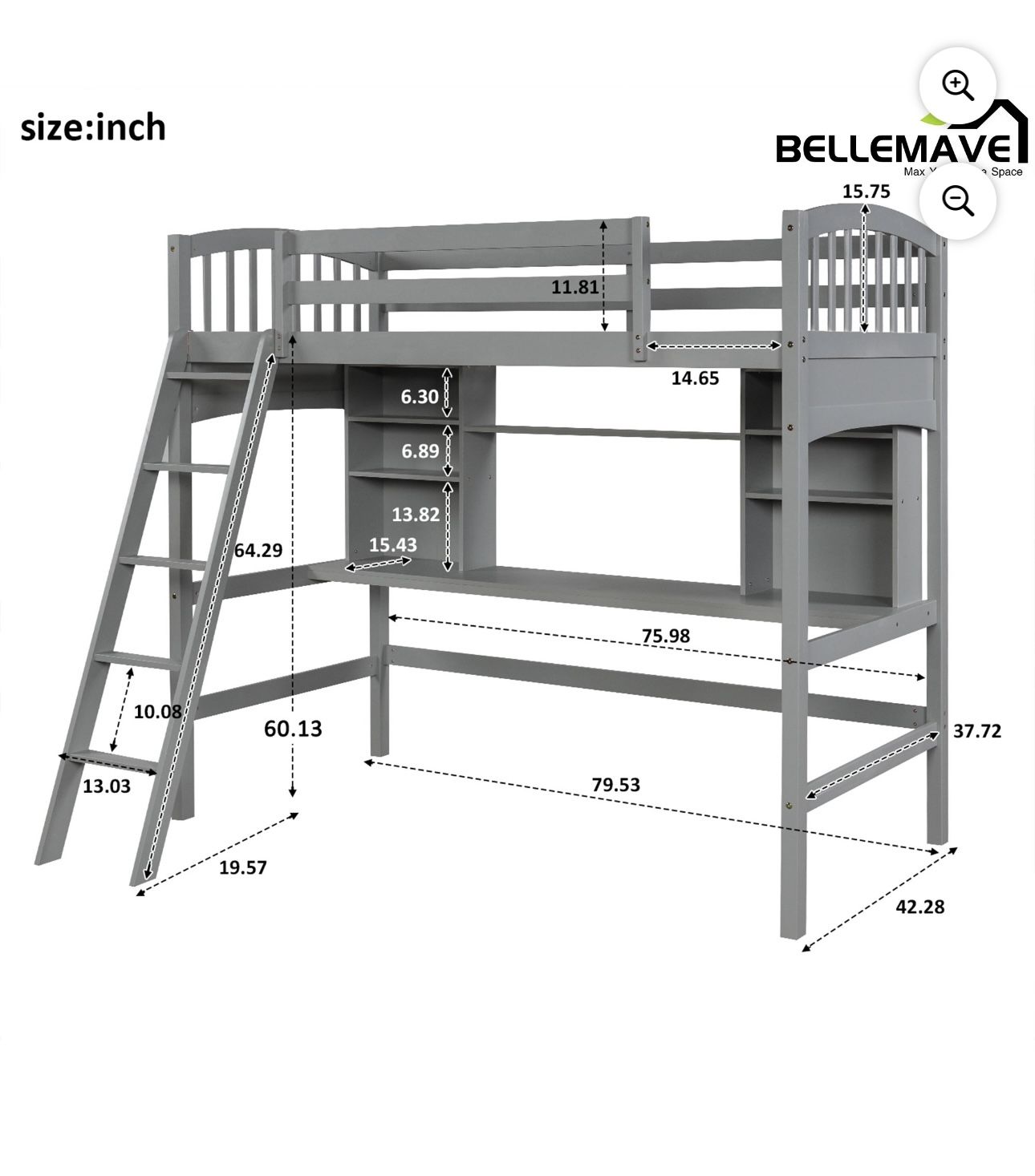 Kids Twin Loft Bed With Desk