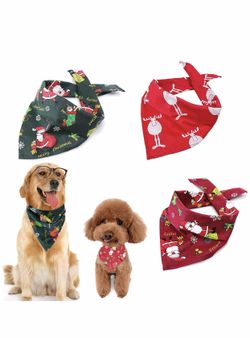 Tin Field 3 Packs of Christmas Dog Bandana - pet cat Dog Christmas Headscarf Costume