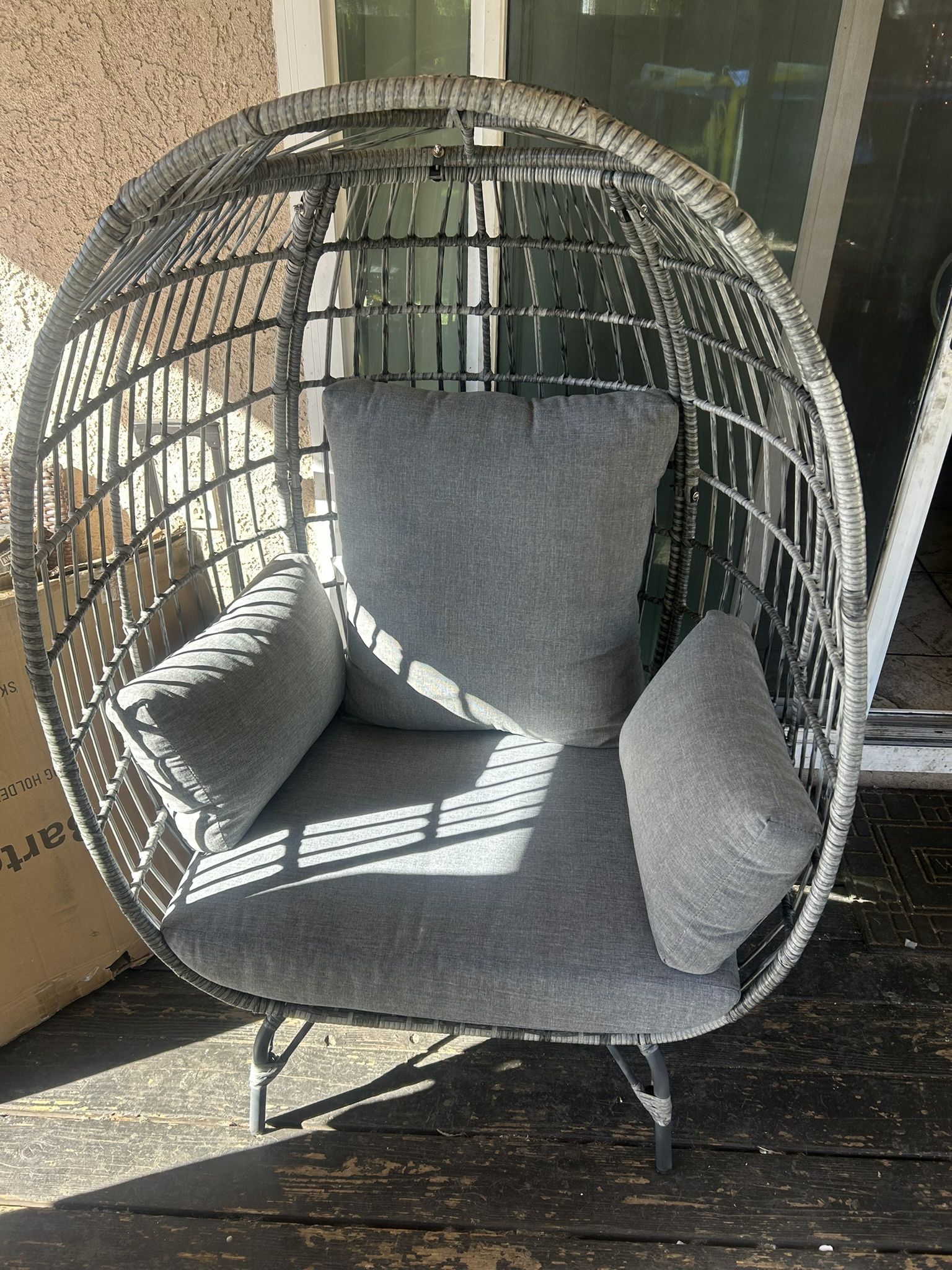 Egg Chair  With Cushions Color Gray 