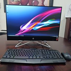 Hp all in one desktop Computer Windows 10. Good Condition.   AMD Ryzen  3 3250  with Radeon graphics processor.   
8 gb Ram.   23 inches screen.  wifi