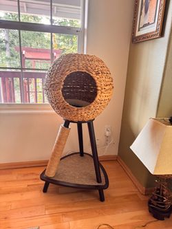 Wicker Cat Tree with Condo and Scratching Post
