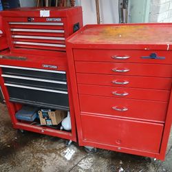 Two Vintage Rolling Tool Chests Loaded With Tools (Napa & Craftsman)