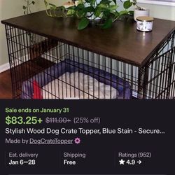 Dog Crate With Wooden Table Topper 36 x 23 x 25