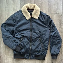 Zara Men’s Detachable Fur Hood Bomber Jacket