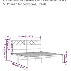 Metal Platform Bed Frame With A Built In Headboard Shelf And A Power Outlet To Charge Your Phone 