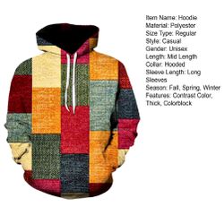 Vintage Hoodies for Men 3d Plaid Print Super Large Size Sweatshirts Long Sleeve Pullovers Street Mens Clothes Casual Unisex Tops