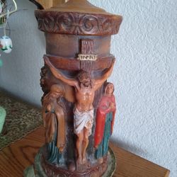 Large German  Hand carved Vintage Everlasting Candle. Only Inside Burns So It's Lasts Forever.  Never Burned