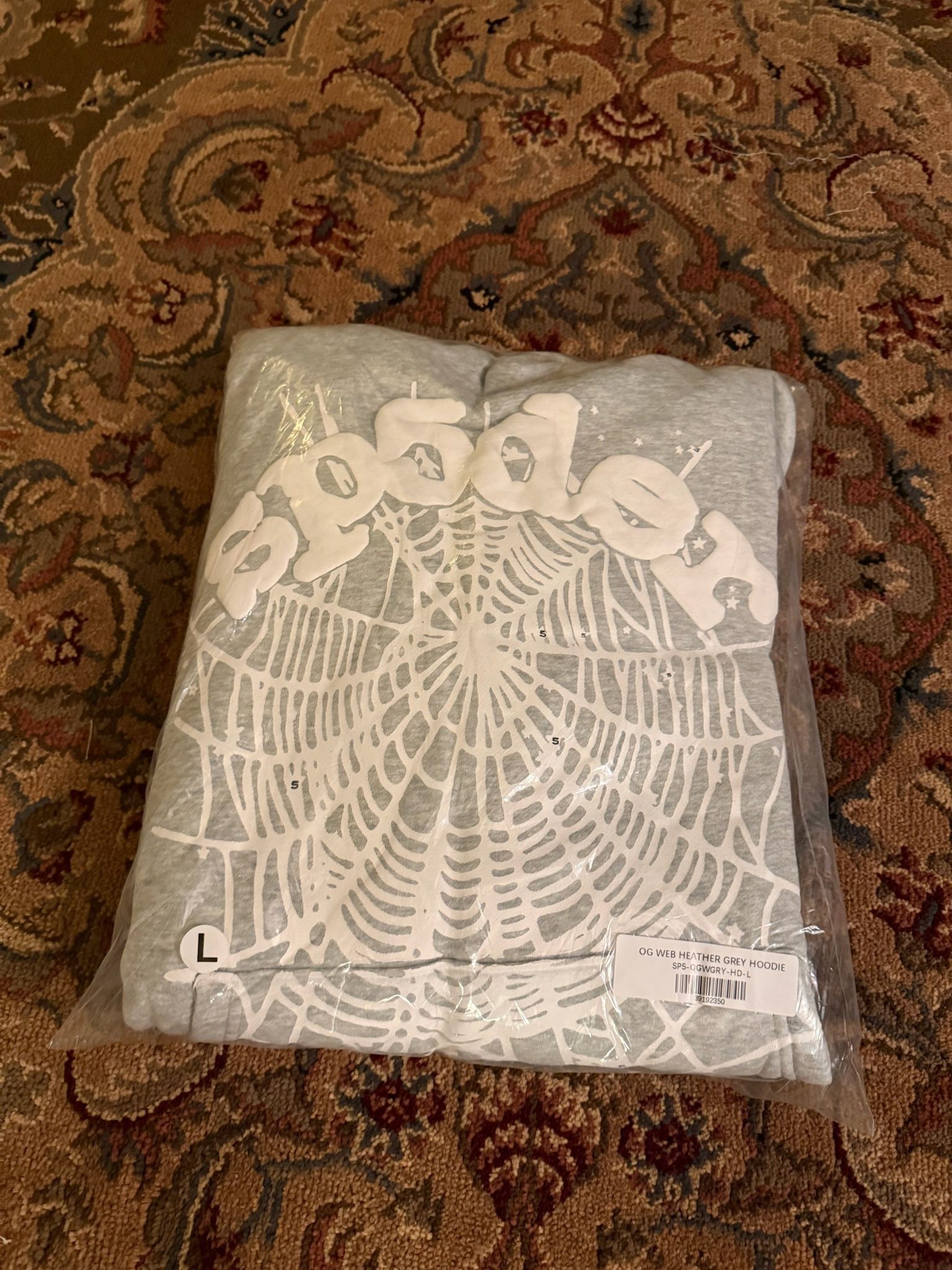 Sp5der OG Web Hoodie Heather Grey - Size L - Brand New