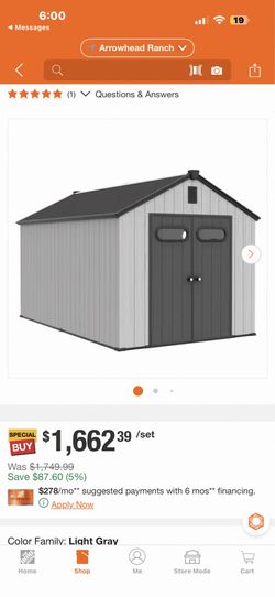 Shop Pellebant All-Weather 8 ft. x 12 ft. Resin Outdoor Garden Storage Shed Tool Shed w/ Windows and Floor (96 sq. ft.) in Light Gray