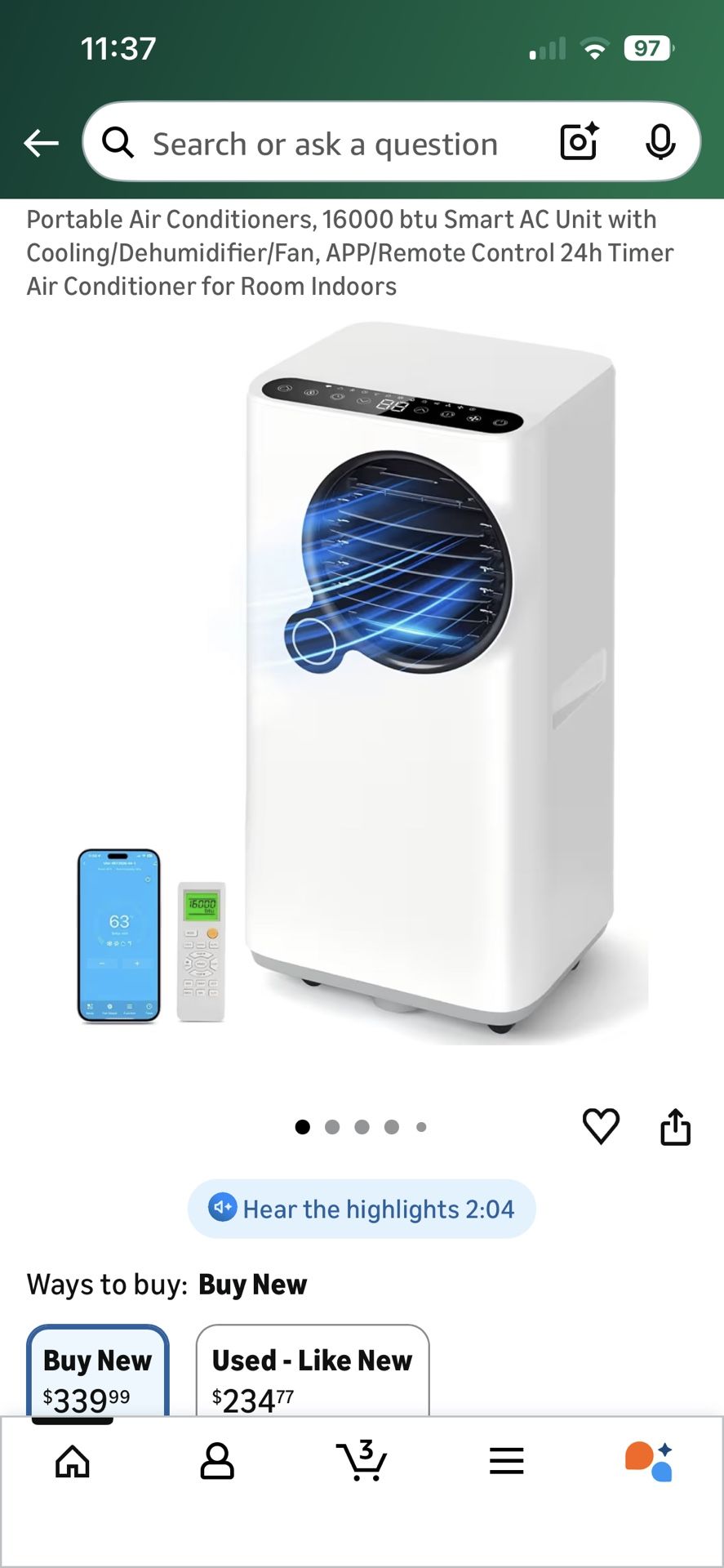 Portable Air Conditioner 16000 BTU