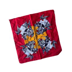 Miami Ink Skull & Swallow Print Bandana Scarf