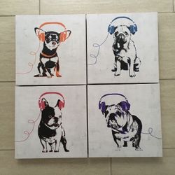 Z Gallerie canvas wall hanging posters 12”hx12”d 4 available 