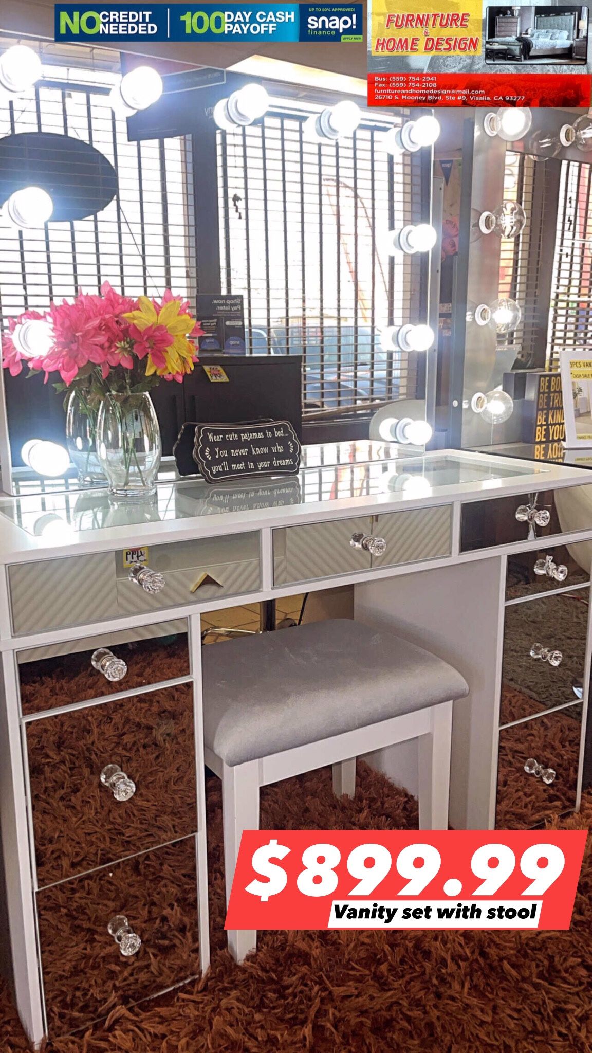 Vanity Desk,mirror & Stool 