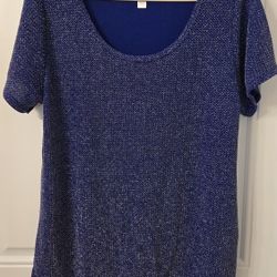 LLR Elegant Classic Dark Blue  & Silver Metallic Top (NWOT)