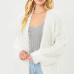 White Fluffy cardigan 