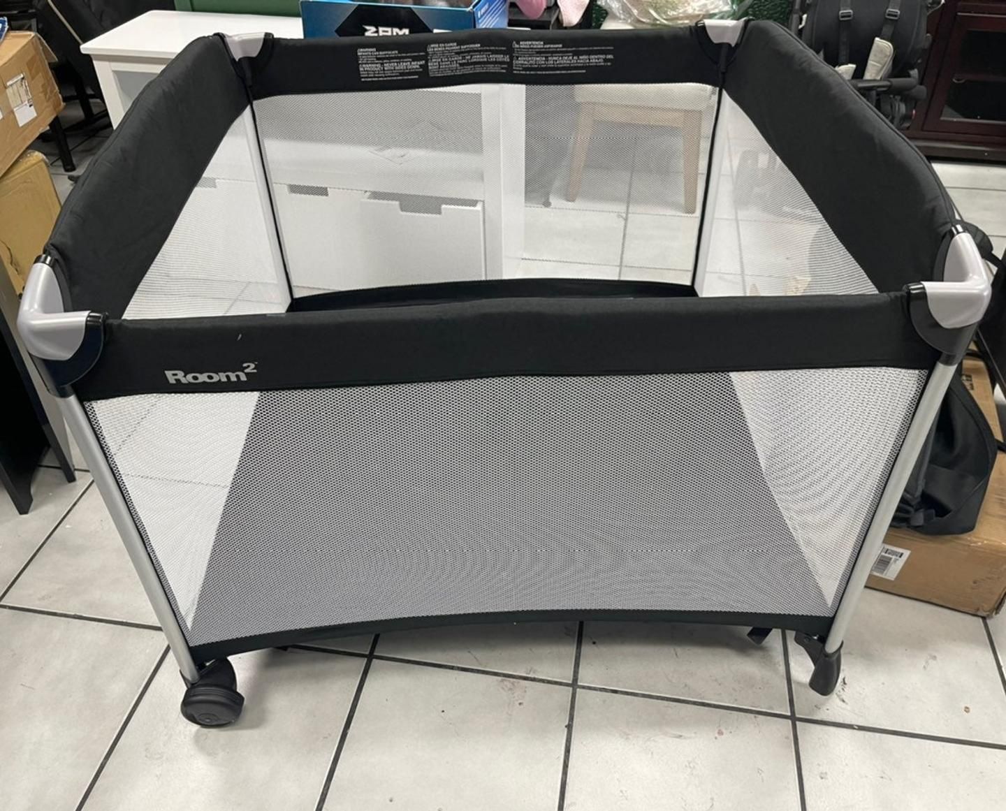 Joovy Room² Playard – Large Portable Playpen / Travel Bed with Carry Bag