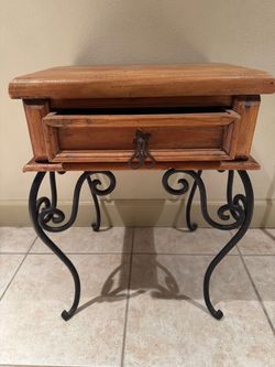 Wooden & Metal Night stand / mini desk
