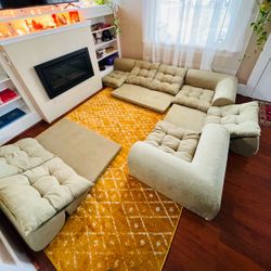 Unique: Japanese floor kotatsu corner couch (2 sets, 6 pieces)