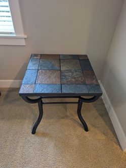 Stone and metal End table