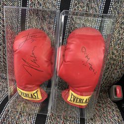 Julio Caesar Chavez father and son signed gloves