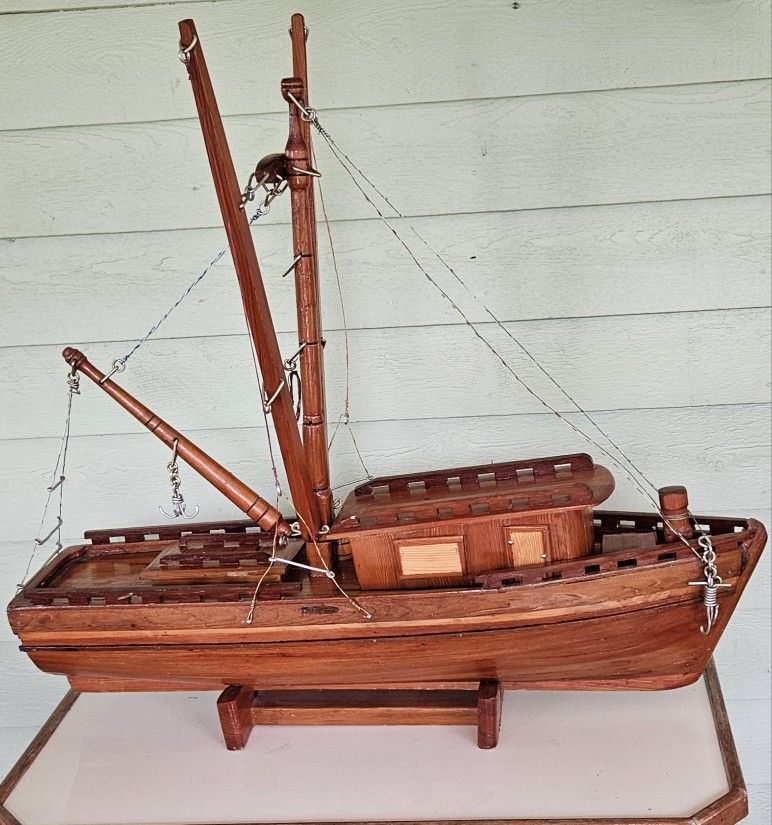 Shrimp Boat Wooden Model, hand-made, 34" long X 32" high X 8.25 " wide