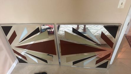 Geometric Decorative Wall Mirrors – Set of 2