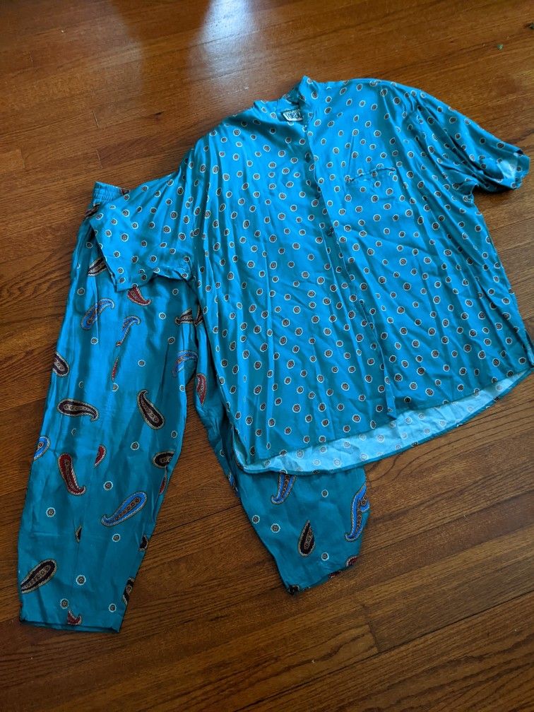 True Vintage Forenza Athletic Sportswear 1980s 1970s acetate sports wear leisure suit teal paisley