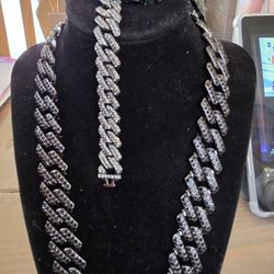 26 Inch Cuban Bracelet With A Custom Hand Laid Cz Watch