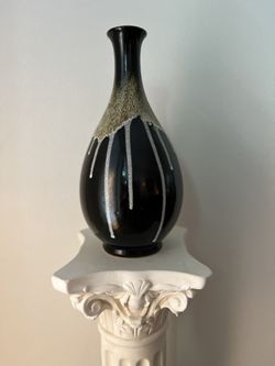 Black Glazed Drip Ceramic Vase