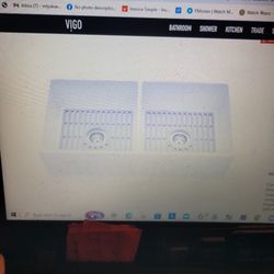 Vigo 36" Matte Stone Double Farmhouse Slotted Apron Front Kitchen Sink