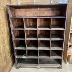 As-Is Vintage Wooden Cabinet - Rustic Cubby Organizer
