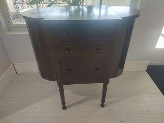 Vintage Martha Washington Mahogany Sewing Cabinet, one hinge on top side is worn but still works