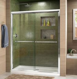 56 in. to 60 in. W x 72 in. H Bypass Sliding Semi-Frameless Shower Door