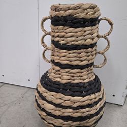 decorative floor vase crafted from woven water hyacinth