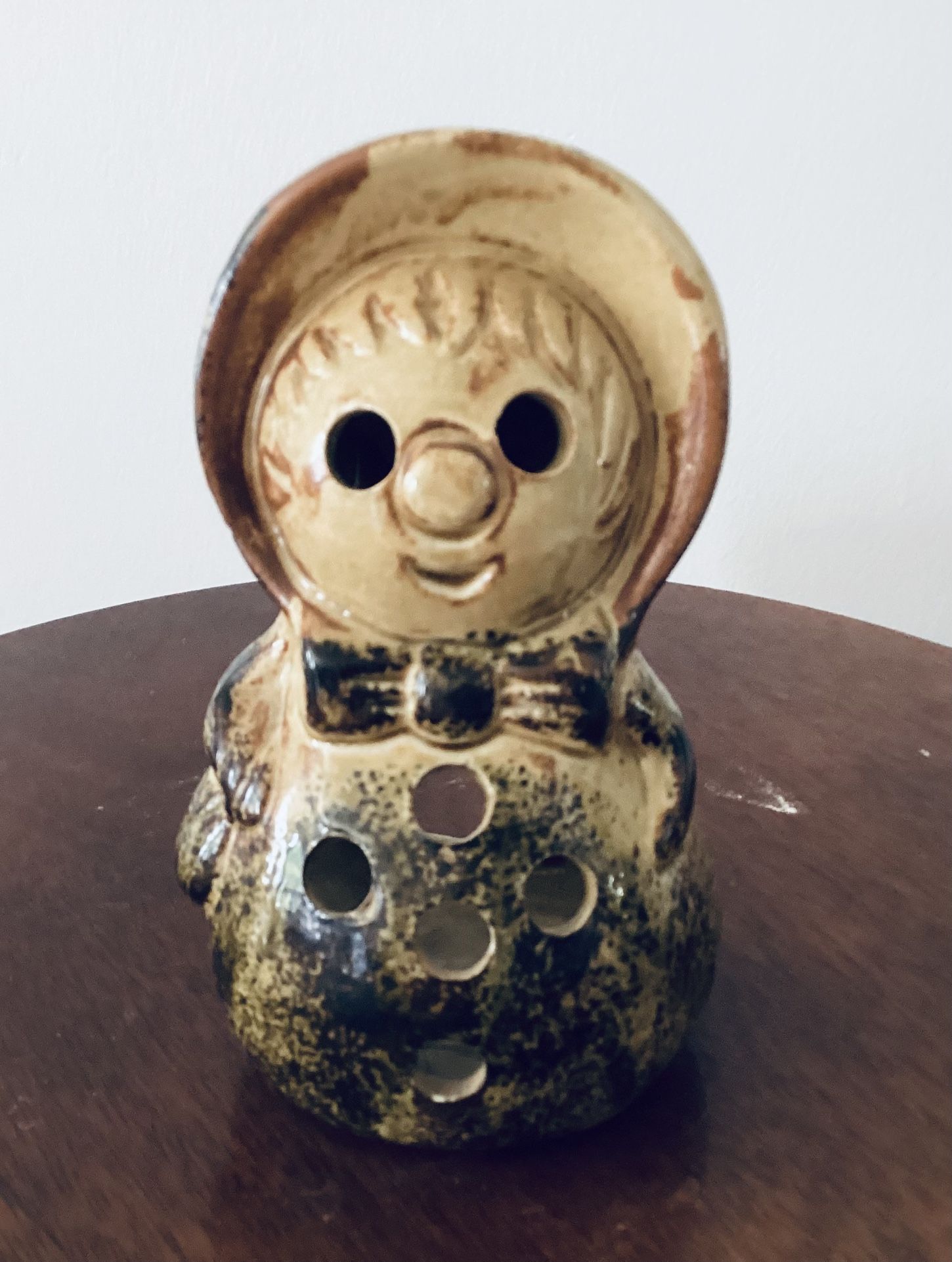 Vintage Japanese Ceramic Candle Lantern Pilgrim