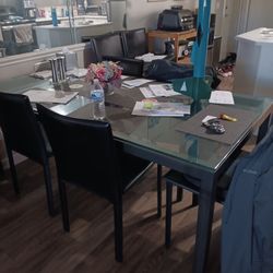 Room And Board Glass Tables/6 Chairs/end Table