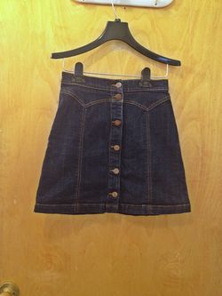 H&M High Waist A-Line Denim Mini Skirt, Size 4