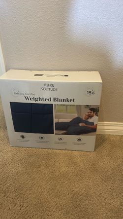 Pure Solitude 15lb Weighted Blanket – Brand New in Box, Navy Blue