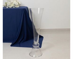 Set of 2 Glass Trumpet Vases Reversible Clarinet Style 30" Clear