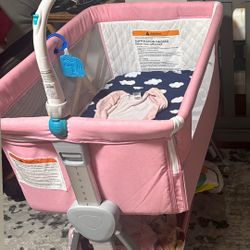 Pink Baby Bassinet With Storage 