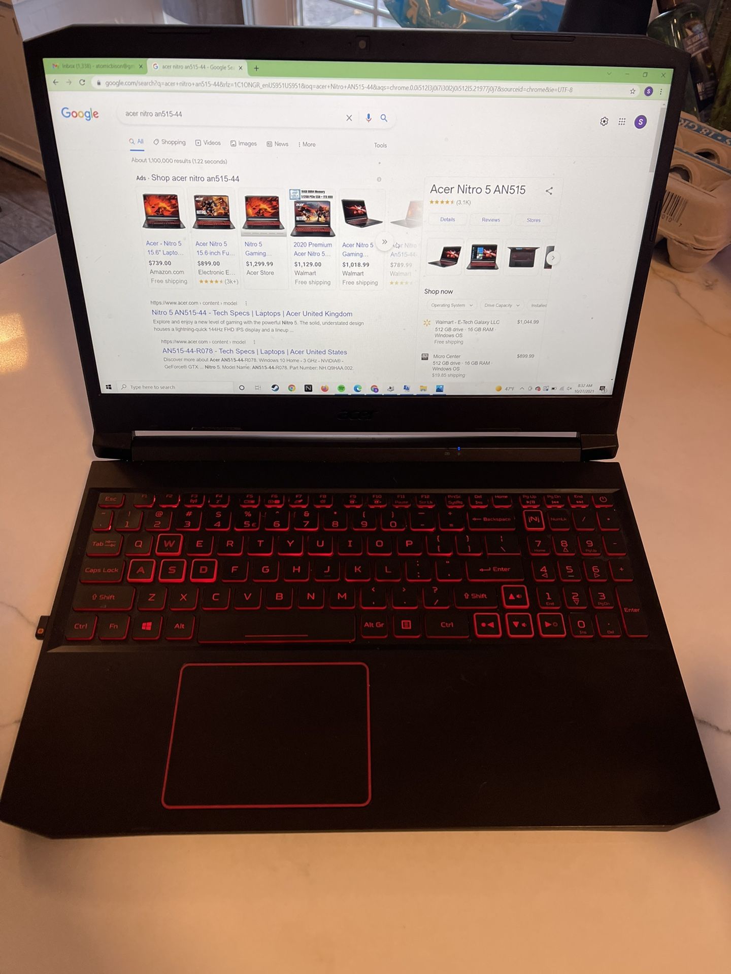 Acer Nitro 5 AN515-44 gaming laptop with 1 tb external storage