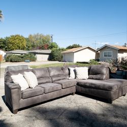 Delivery Available! Gray Sectional Couch Sofa Chaise Foot Rest Ottoman L Shape 