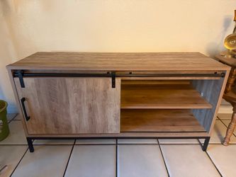 Rustic Wood TV Stand with Sliding Barn Door