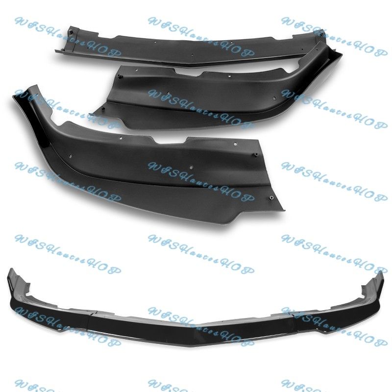 For 2011-2014 Dodge Charger STP-Style Painted Black Front Bumper Spoiler Lip Kit -(2-PU-557-PBK