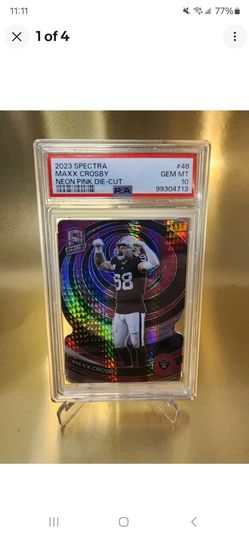 Maxx Crosby SSP 2023 Spectra #48 Neon Pink Die-Cut Rare Pop 2 PSA 10 */20