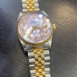 Rolex 18k/ss Pink Pearl Full Set Buy Sale  Trade Omega Patek Cartier Longines Swiss Gold Scrap Silver 